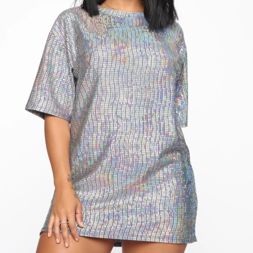 Silver shimmer tshirt dress